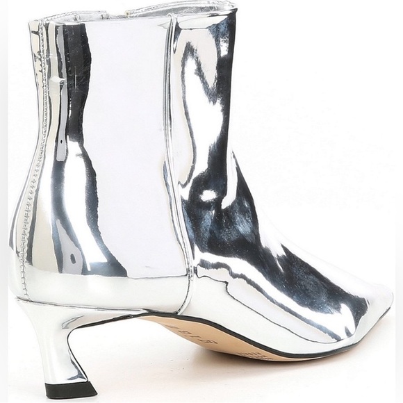 Gianni Bini booties 9 silver mirror Georgina kitten pointy metallic new $140 - Picture 2 of 6
